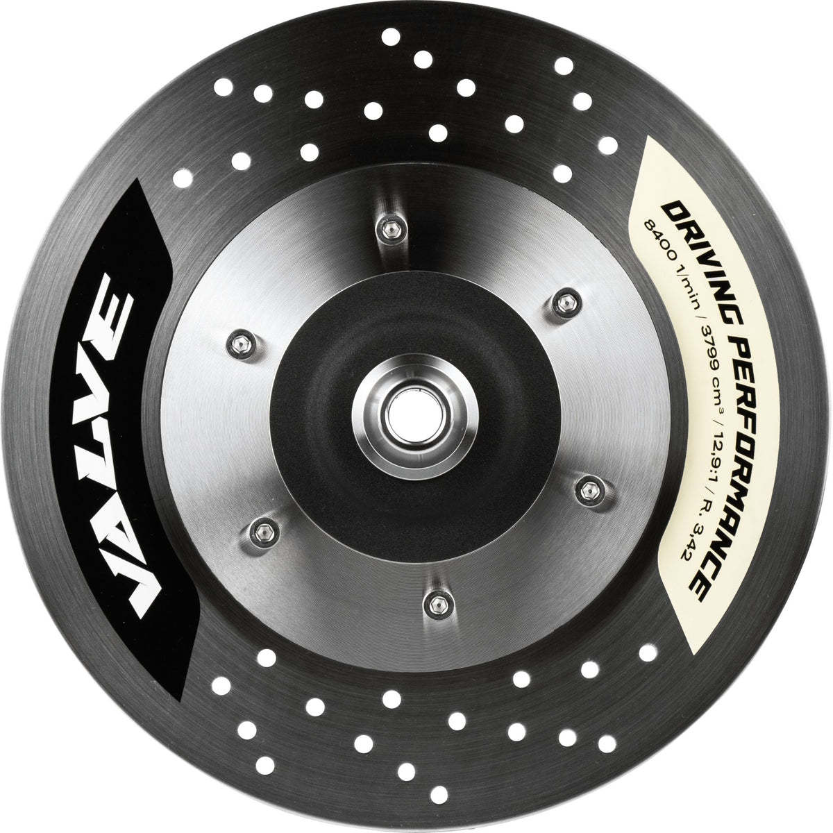 Flat top-down view of the Amotion Valve GT12 dual brake-disc charcoal plate in brushed stainless steel with bold VALVE branding, image 10 of 12