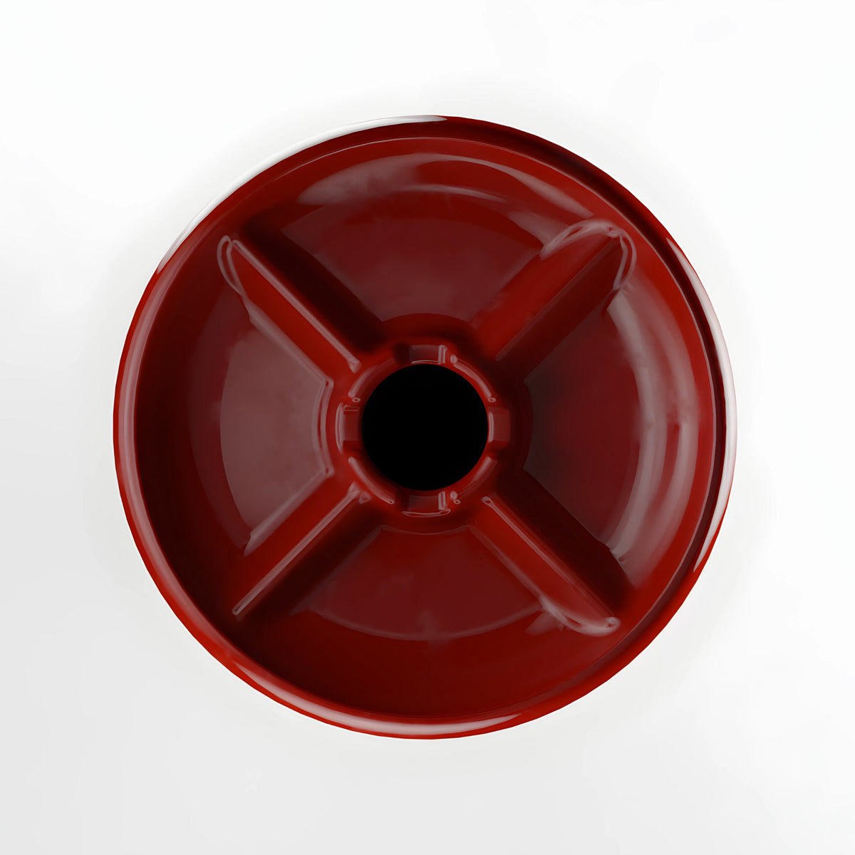 Close-up of the glaze finish on the Cosmo Mixology Phunnel Bowl in vibrant red, image 11 of 12