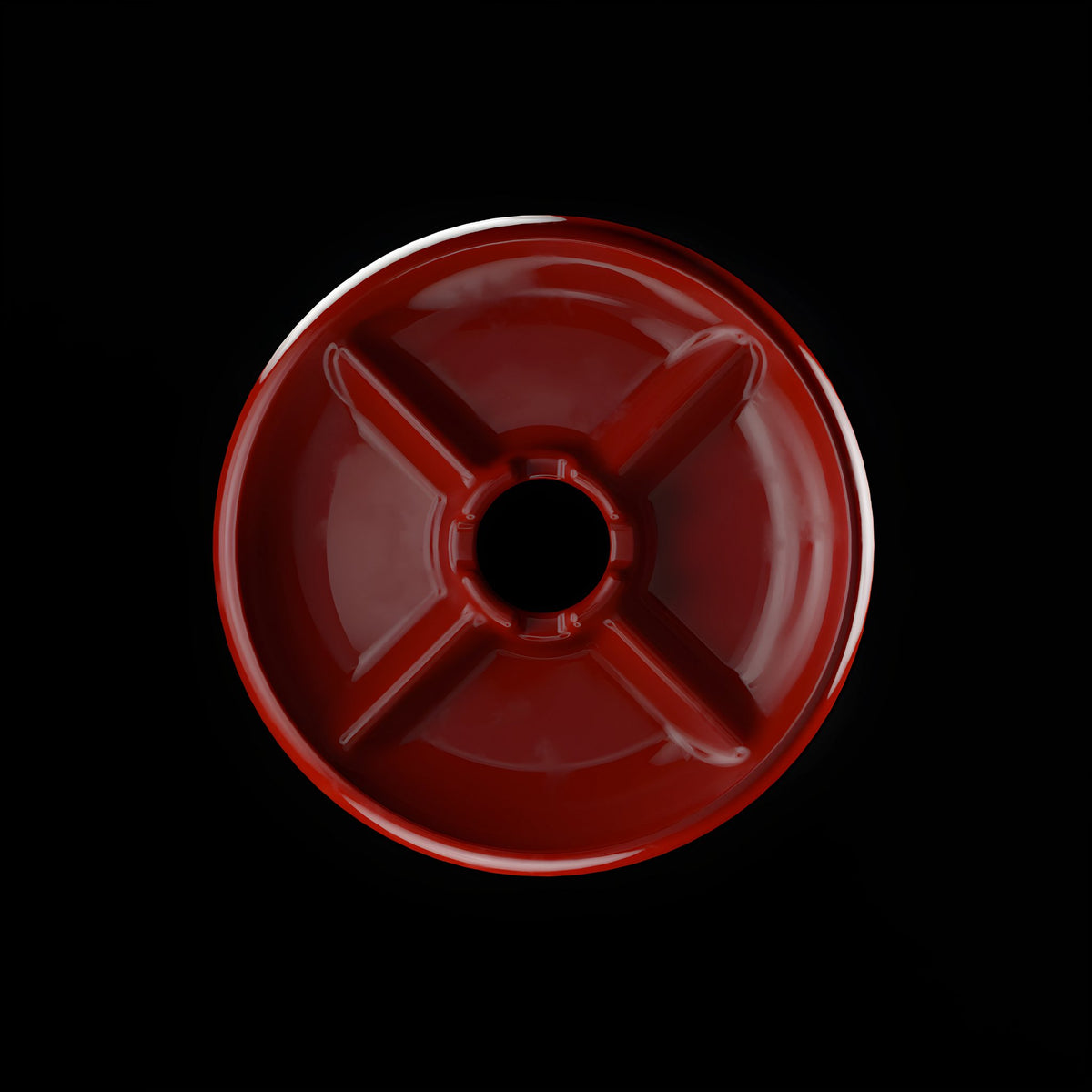Top view of the Cosmo Mixology Phunnel Bowl in vibrant red showcasing its partitioned design, image 6 of 12