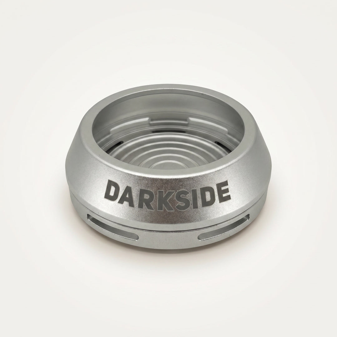 Darkside D-Heater Silver lidless anodised aluminium hookah HMD, three-quarter studio view