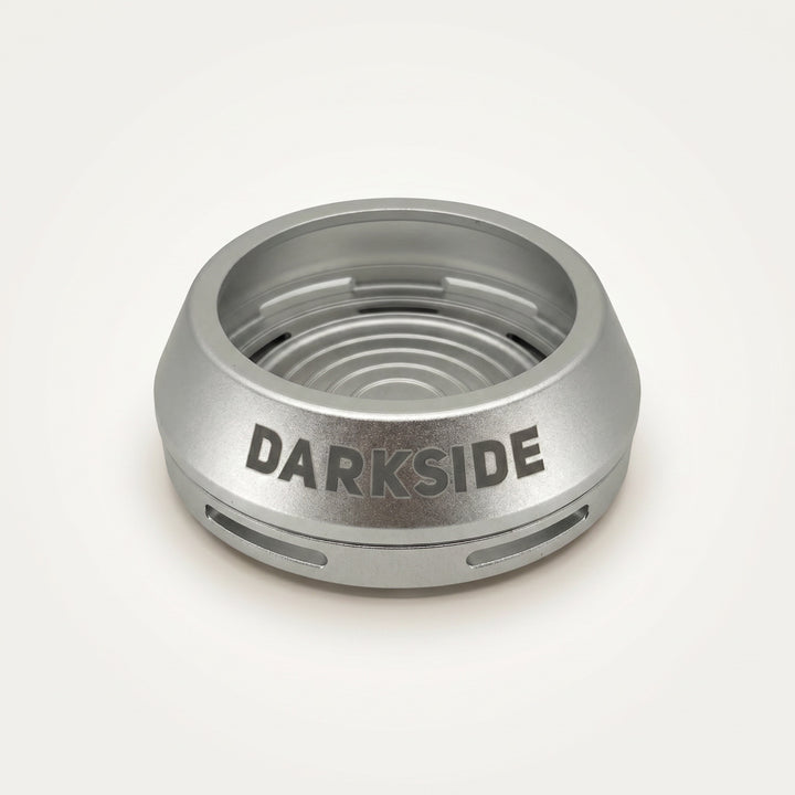 Darkside D-Heater Silver lidless anodised aluminium hookah HMD, three-quarter studio view