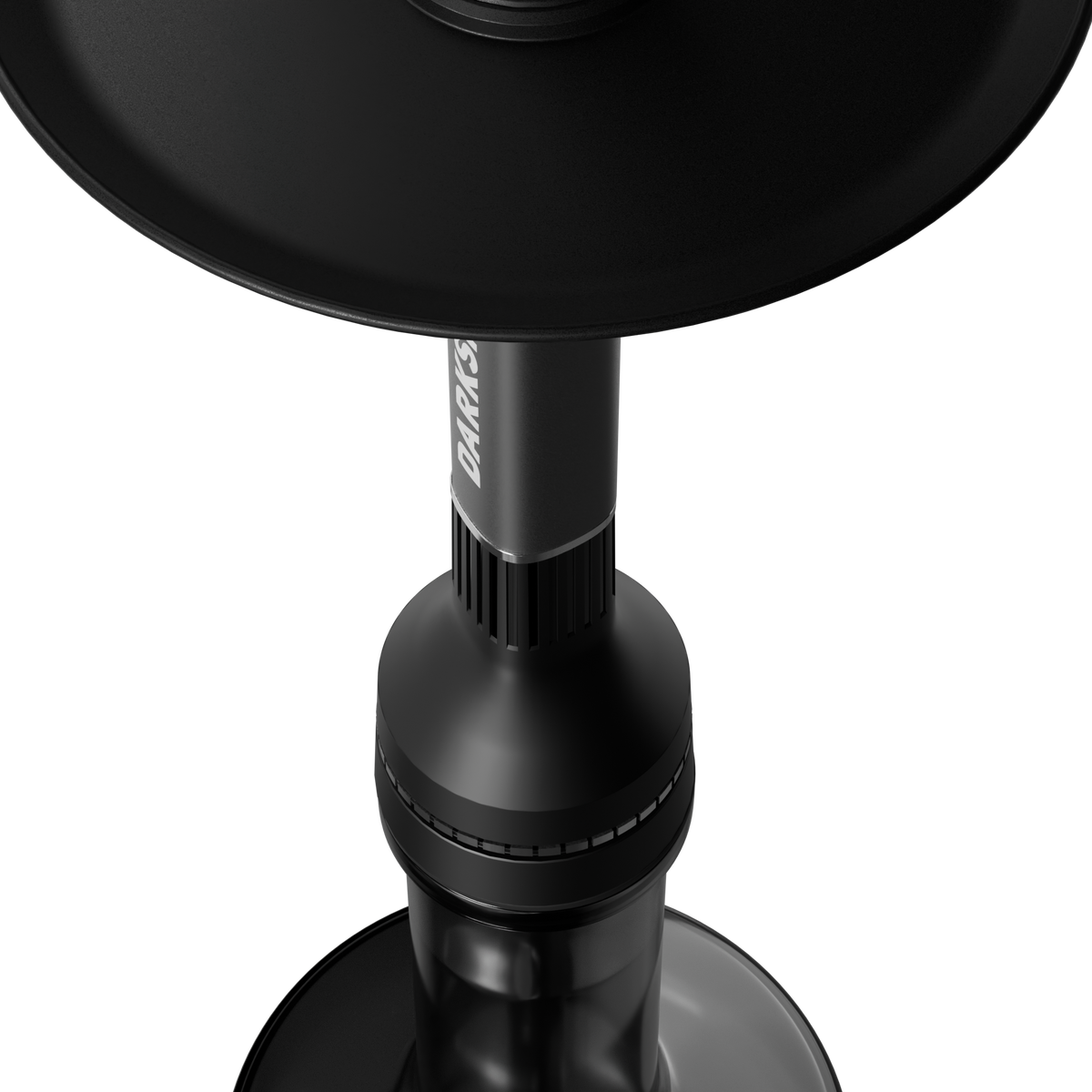 Darkside NEO grey shisha assembled with black silicone hose and mouthpiece, on white background, image 8 of 10
