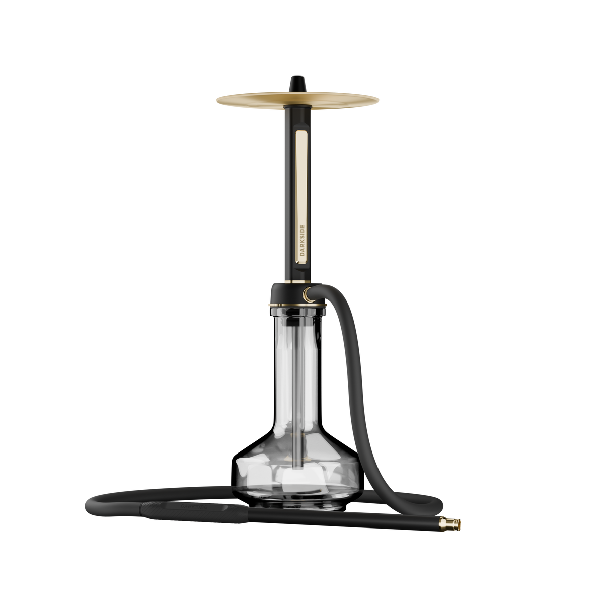 Darkside Pro Black Gold shisha with hose attached, looped beside the base, image 10 of 11
