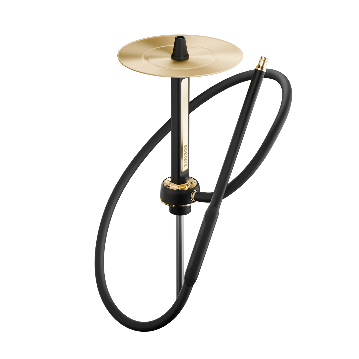 Darkside Pro Black Gold shisha stem and tray with hose looped around it, image 11 of 11