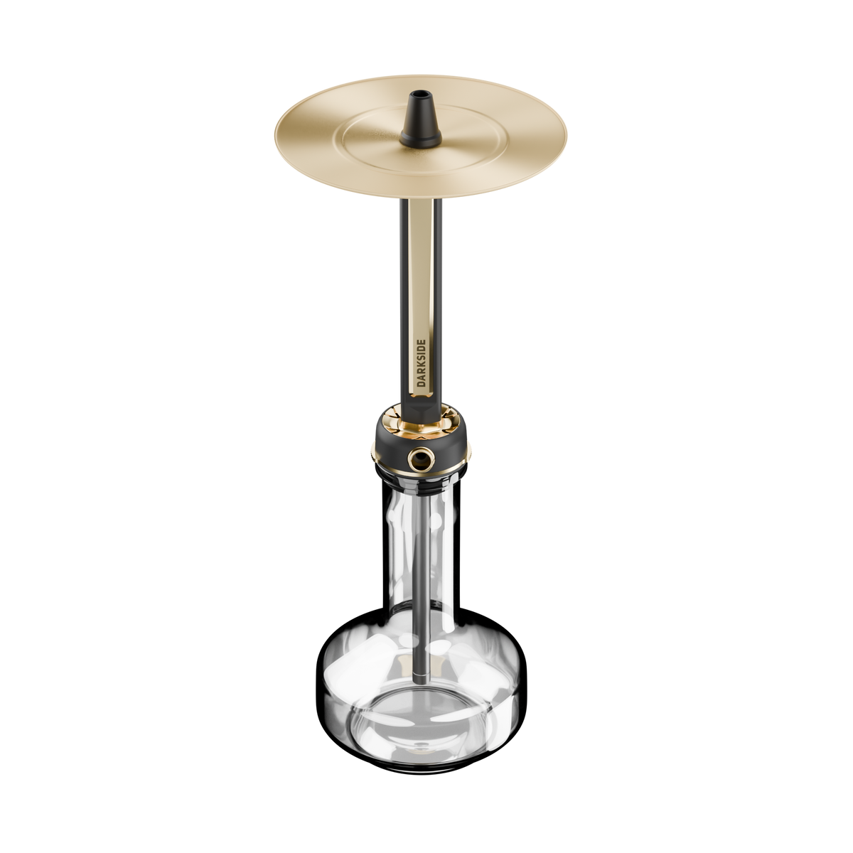 Darkside Pro Black Gold shisha fully assembled with its clear glass base, image 3 of 11