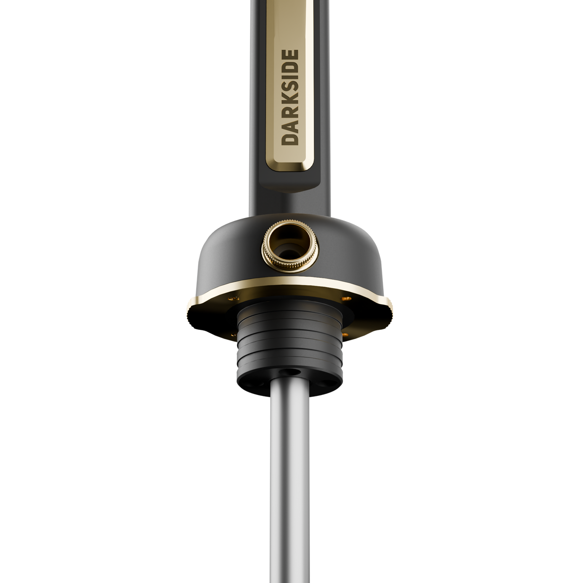 Darkside Pro Black Gold shisha connector housing and purge tube close up, image 8 of 11