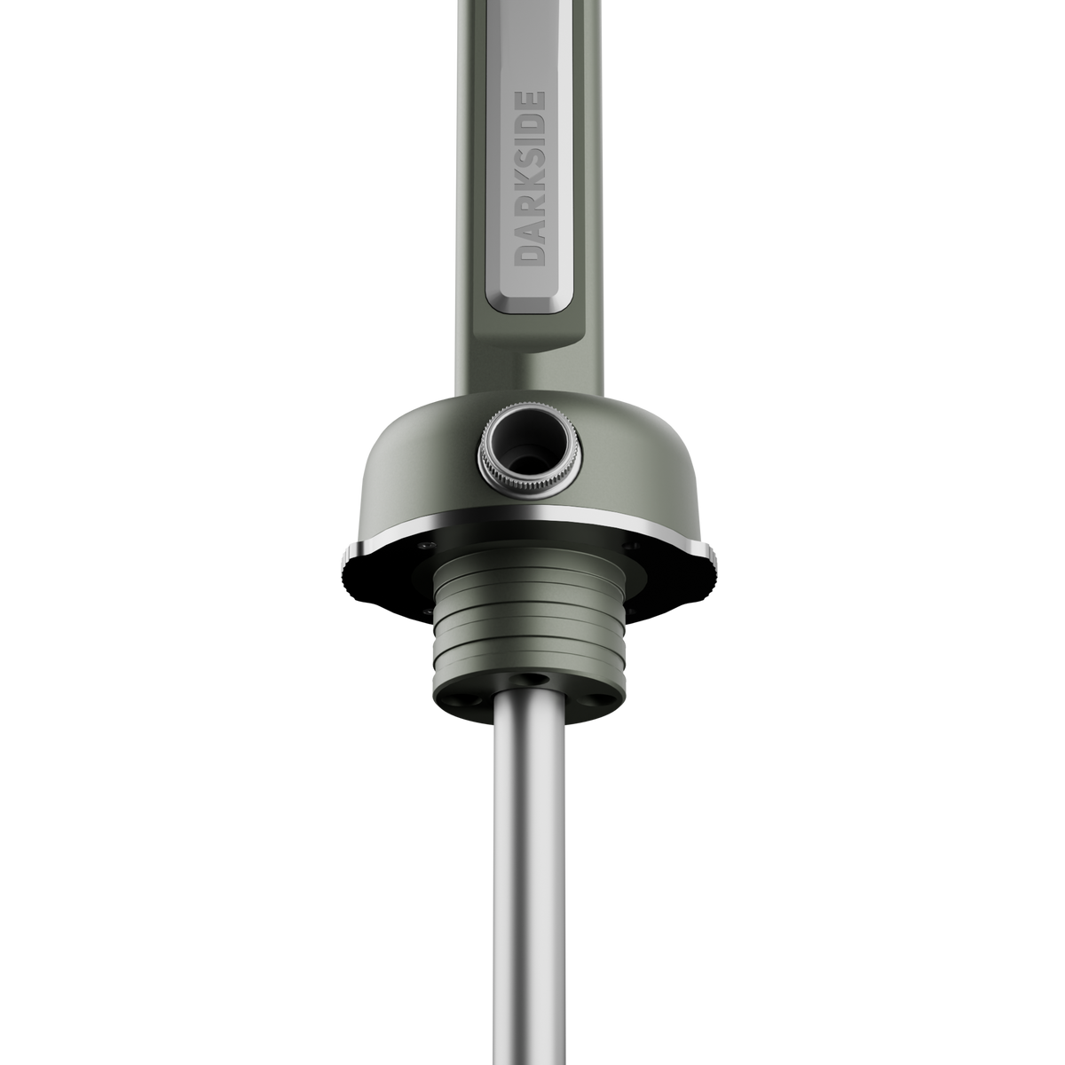 Angled close-up of the Darkside Pro connector in green chrome showing the hose port opening, image 8 of 11