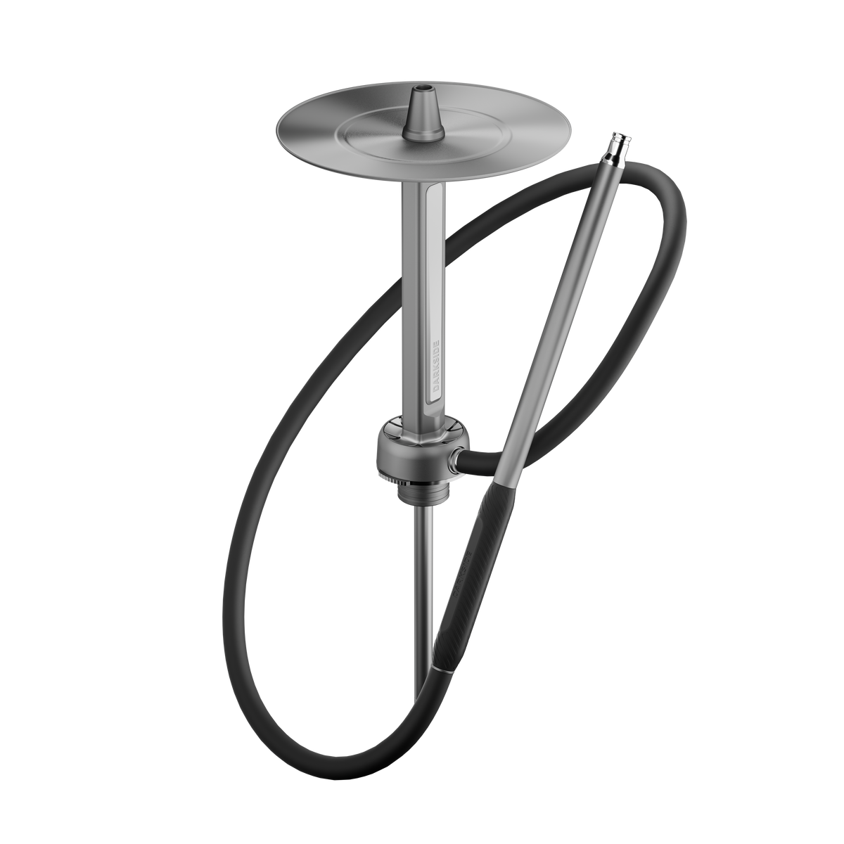 Darkside Pro shisha grey chrome stem with hose and mouthpiece looped, image 11 of 11