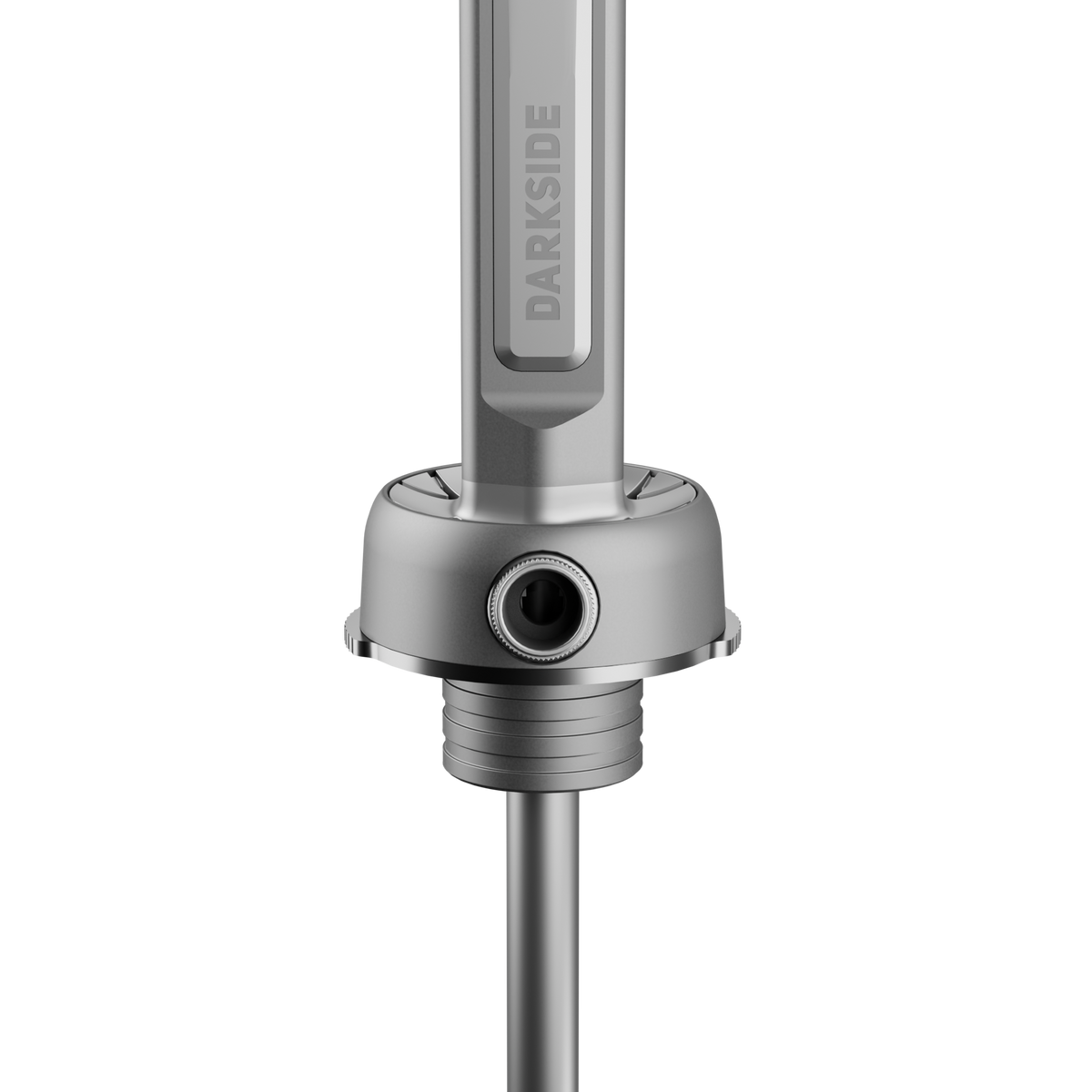 Darkside Pro shisha grey chrome purge valve and hose port close up, image 7 of 11