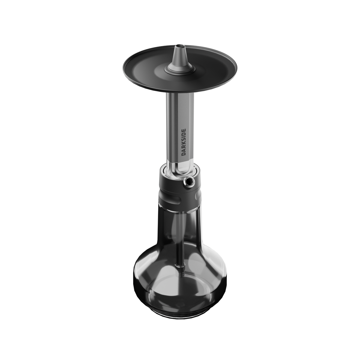 Darkside EVO Grey shisha stem and base assembled, shown without hose attached, image 3 of 9