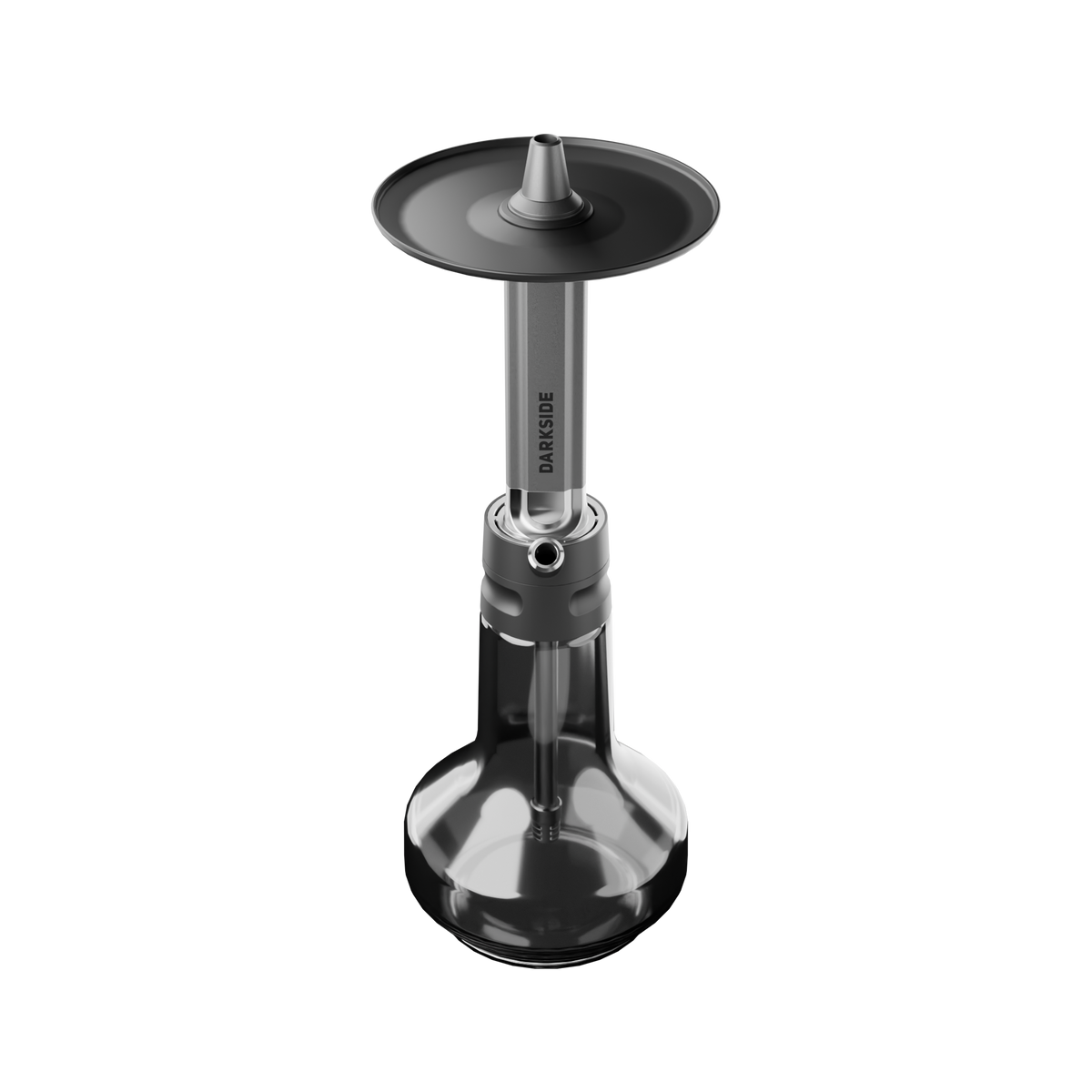 Darkside EVO Grey shisha stem and base viewed from the front, hose not attached, image 4 of 9