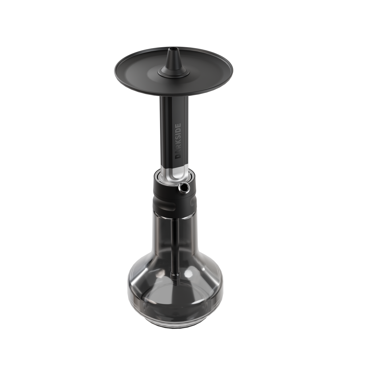 Darkside EVO shisha stem and smoke-tinted glass base viewed from the front on plain white, image 2 of 12