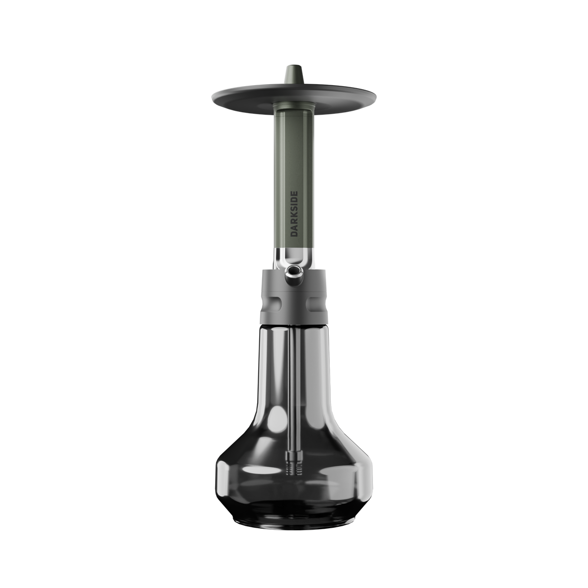 Darkside EVO shisha in green, straight on view of the stem, coal plate and glass base, image 5 of 9
