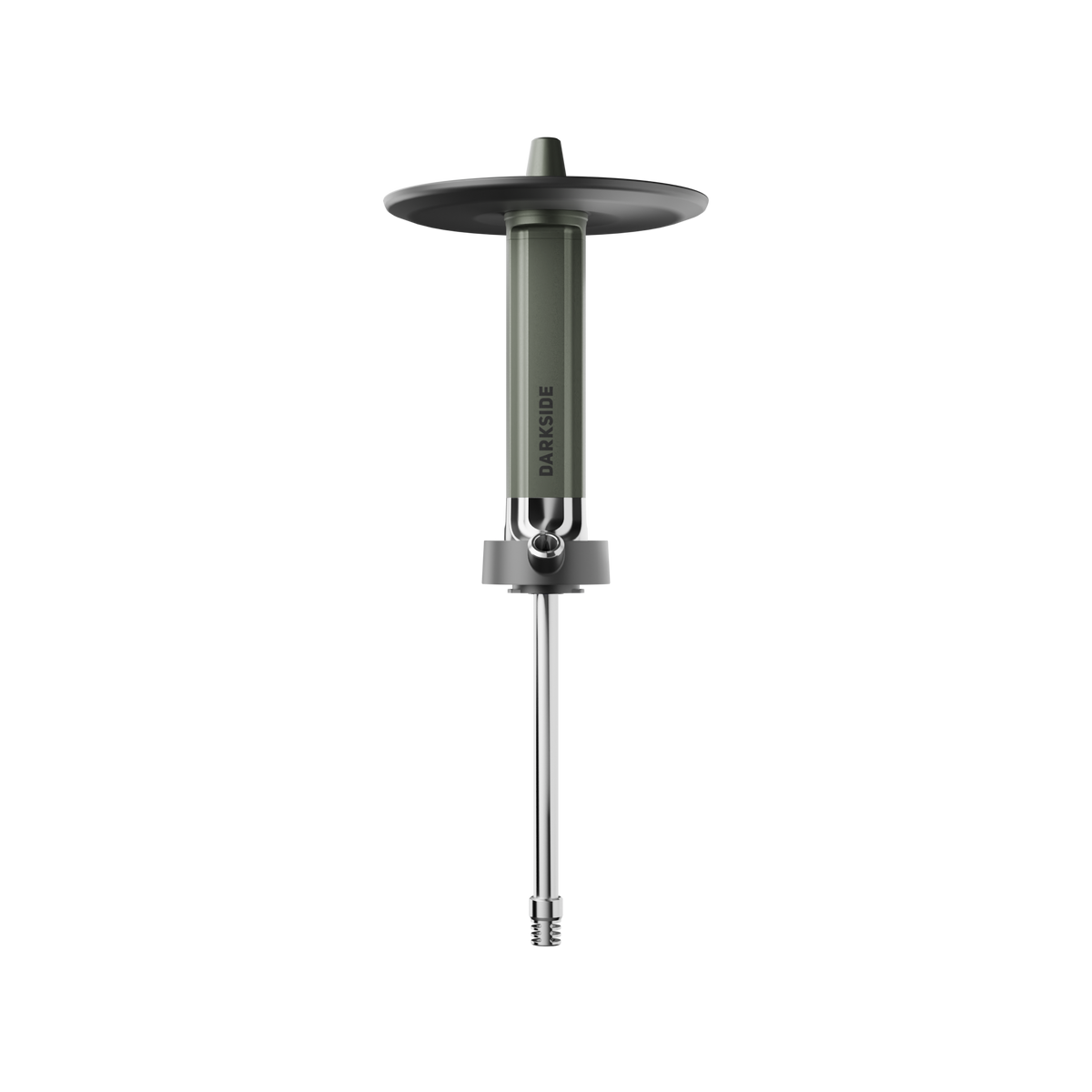 Darkside EVO shisha in green, stem section with coal plate and diffuser cone on white ground, image 6 of 9