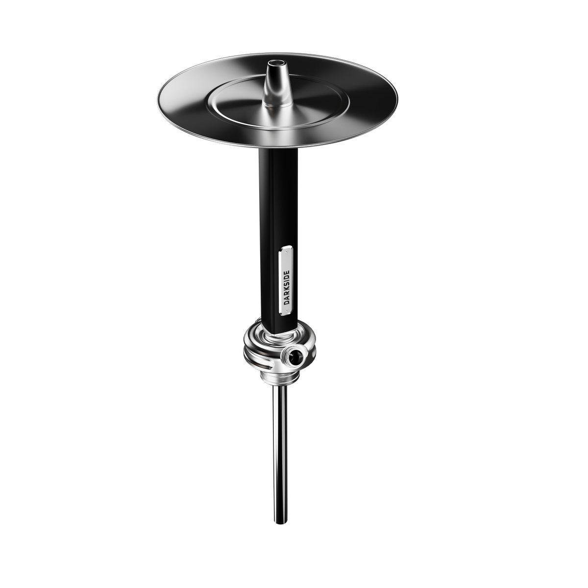 Darkside Ultima shisha saucer and stem shown alone with the connector fitting exposed, image 11 of 14