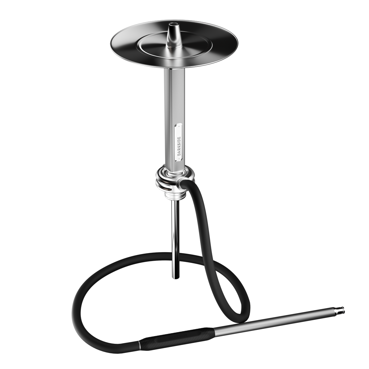 Darkside Ultima shisha stem, tray and looped hose shown standing without the glass base, image 5 of 8