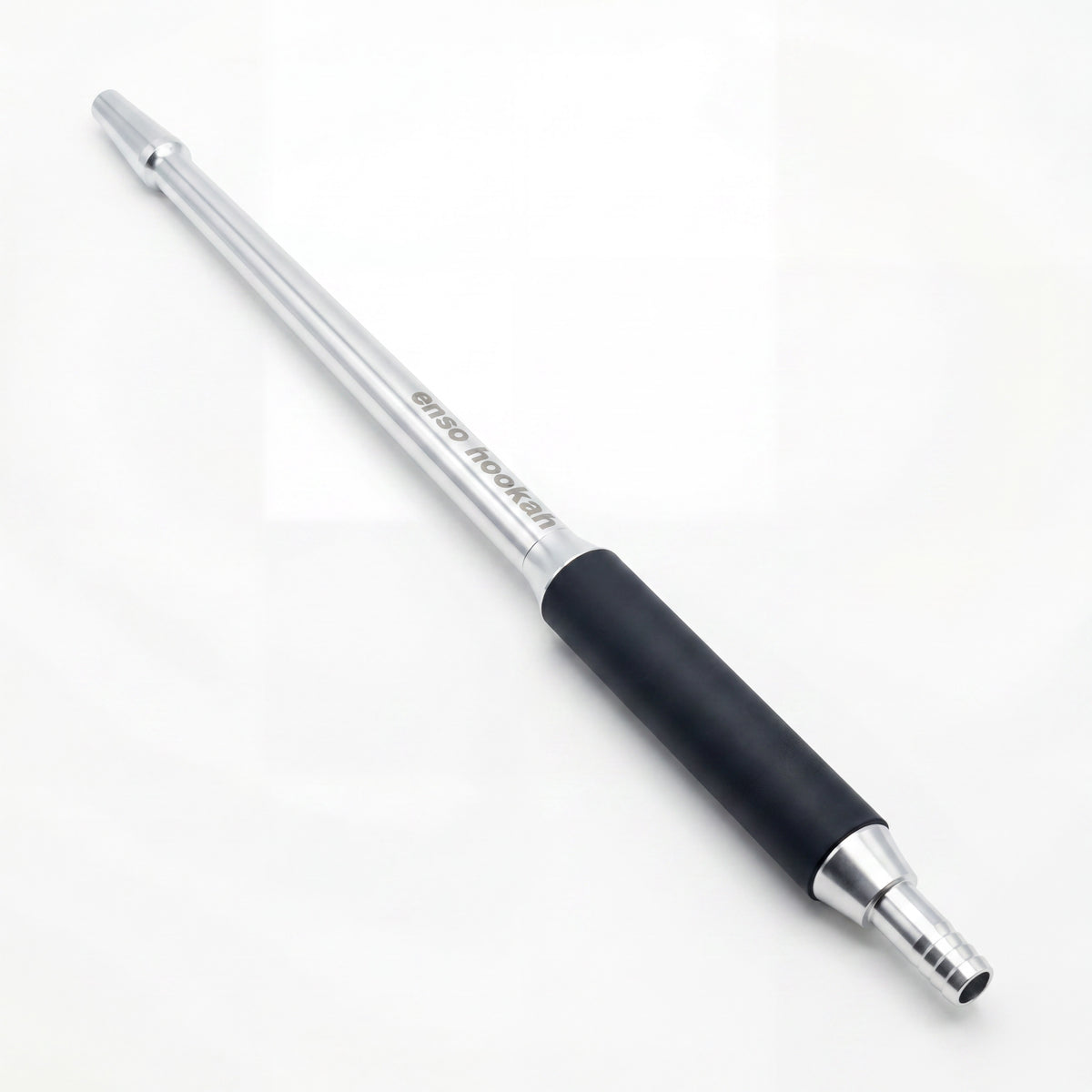 Enso Hookah Modular Mouthpiece shown on white, polished silver aluminium shisha handle – The Premium Way, image 9 of 12