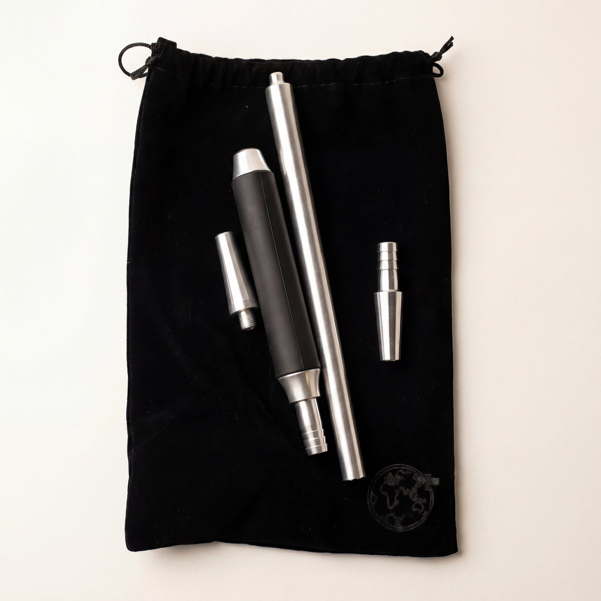 Enso Hookah Modular Mouthpiece complete kit with black velvet carry bag and modular components – The Premium Way, image 8 of 12