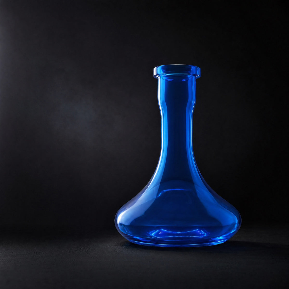 Essentials Azure Russian shisha vase glowing electric blue under backlight, dark architectural setting, 45mm Russian fit, image 2 of 2