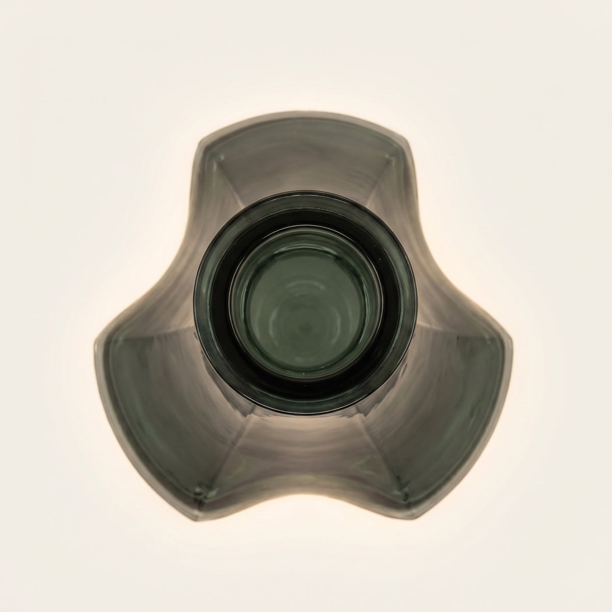 Top-down view of Forest Trefoil shisha vase showing tri-pointed footprint and central rim opening at 120-degree symmetry, image 3 of 3