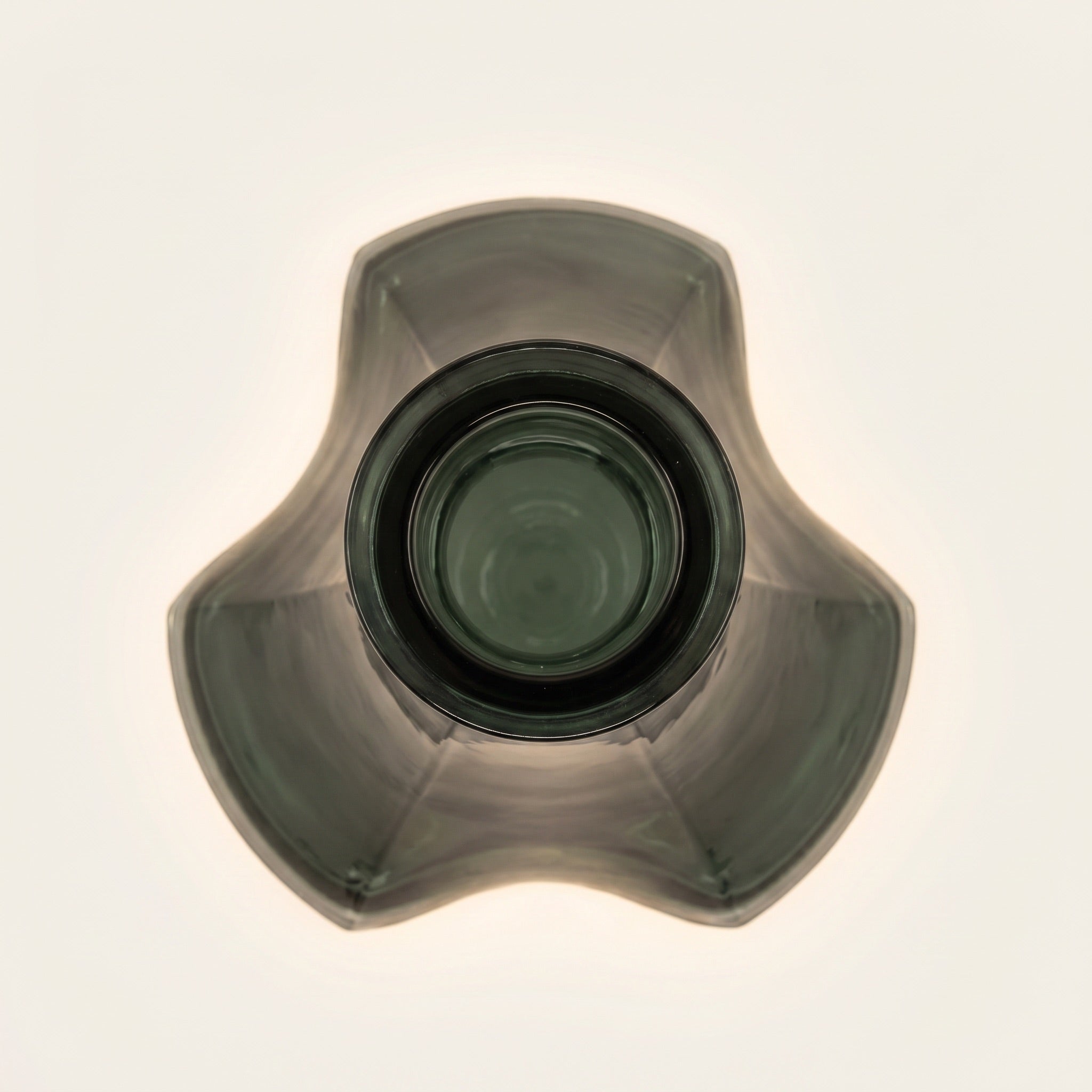 Top-down view of Forest Trefoil shisha vase showing tri-pointed footprint and central rim opening at 120-degree symmetry