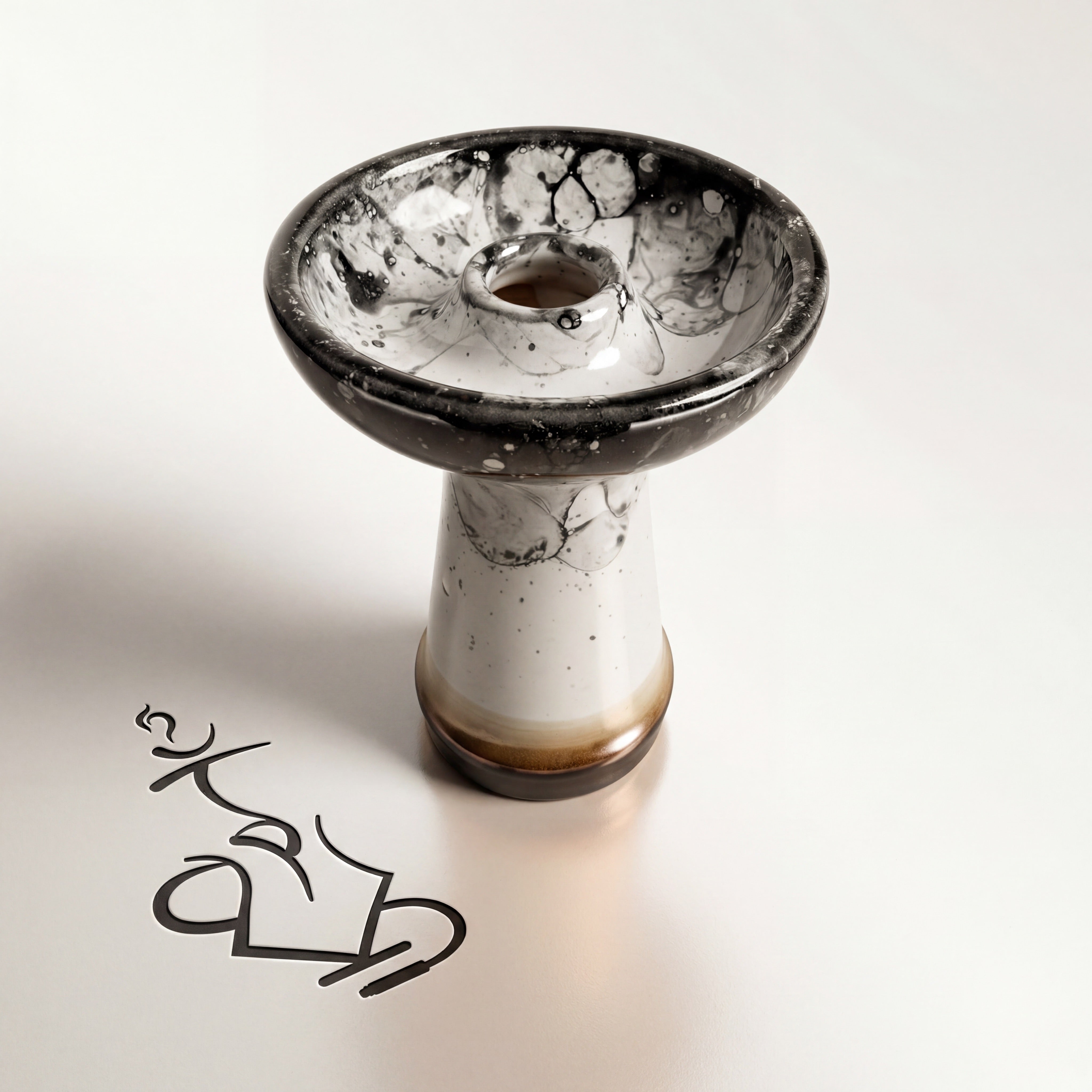 Essentials King Phunnel Bowl in Marble — crisp white ceramic with black bubble-marble overlay — The Premium Way