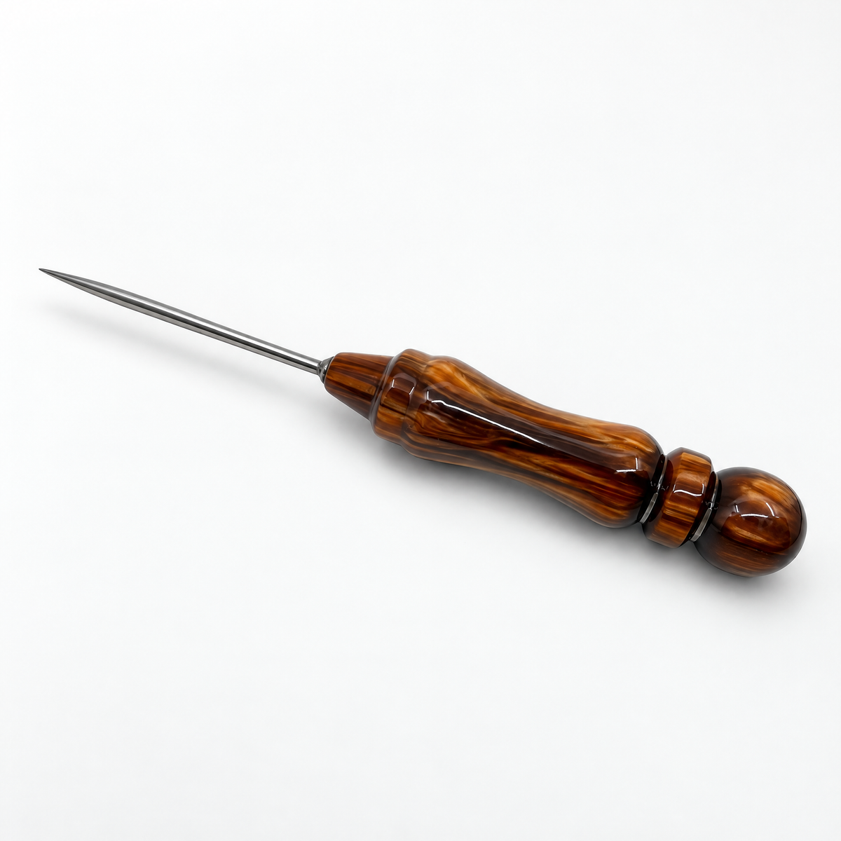 Essentials resin shisha poker with brown resin handle and steel pin, image 6 of 8