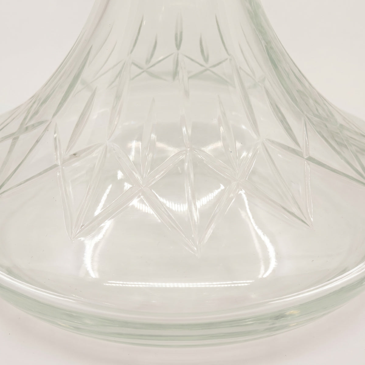 Macro of the Essentials Star-Cut Clear Russian vase belly, showing star-cut geometry and leaf-band collar at the shoulder, image 4 of 4