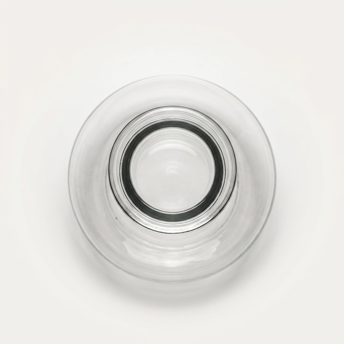 Top-down view of the Essentials Tear Drop hand-rolled lip and 45mm Russian-fit neck opening, clear hand-blown glass, image 3 of 3