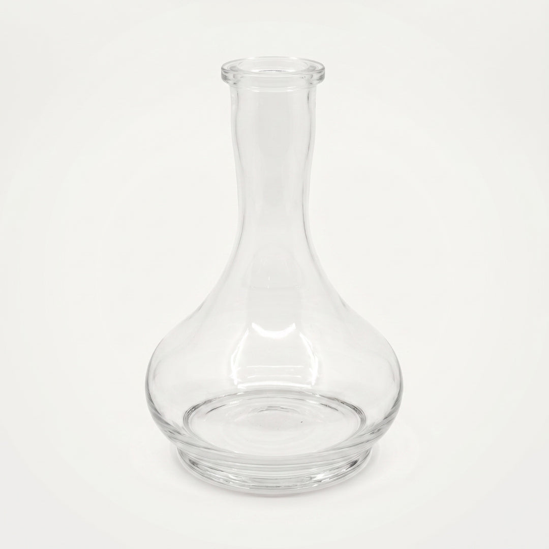 Hookah Tree Tear Drop Russian shisha vase, clear hand-blown glass with stepped pedestal foot, 45mm Russian fit