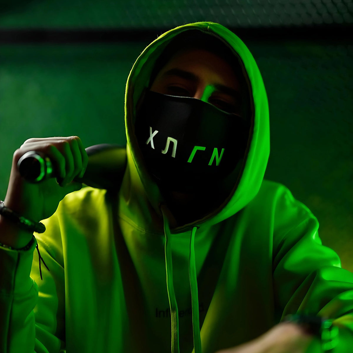 Hooligan Black Baseball Bat Hookah - Green Mask, image 16 of 30