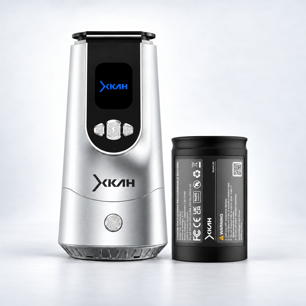XKAH Pro Essentials Bundle in Silver: XKAH Pro and its spare battery