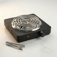 Single burner electric stove with tongs on a white background