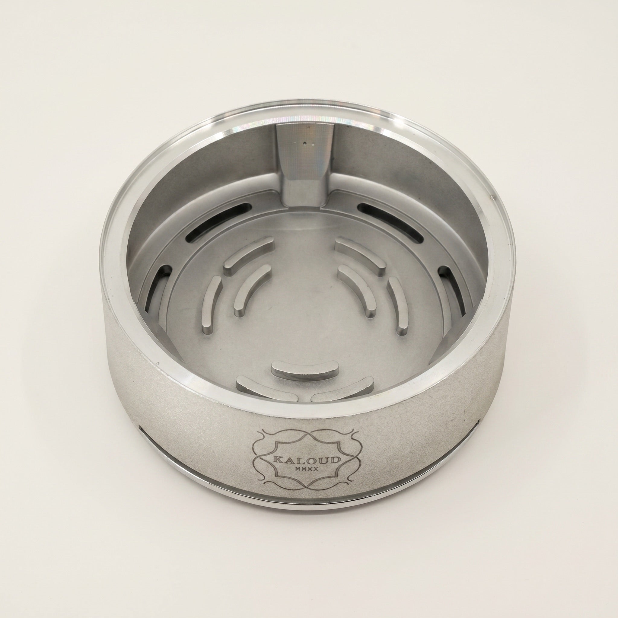 Kaloud Lotus I+3 Argis Silver base with lid removed showing internal heat plate and slot pattern