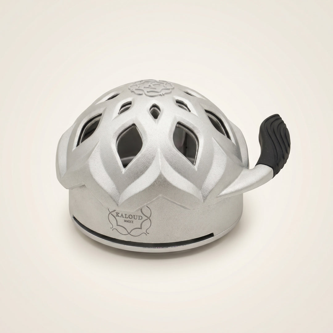 Kaloud Lotus I+3 Argis Silver heat management device with lotus relief lid and silicone handle