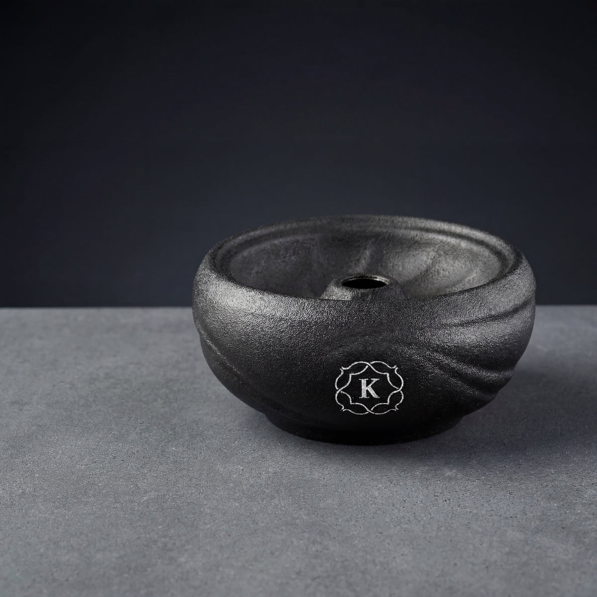 Kaloud Kore All Ceramic phunnel bowl on concrete slab with cool architectural lighting, silver cartouche, image 2 of 11