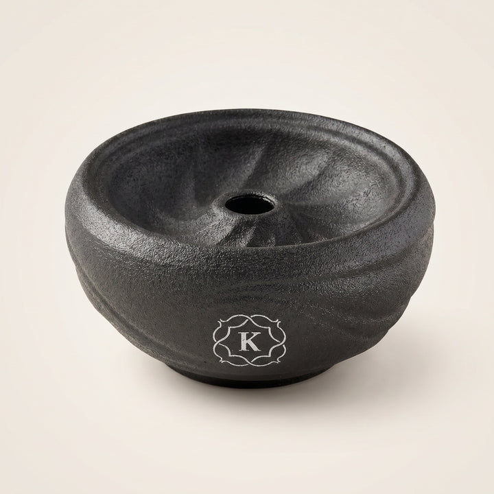 Kaloud Samsaris Kore All Ceramic shisha bowl with swirl flute body and silver K cartouche