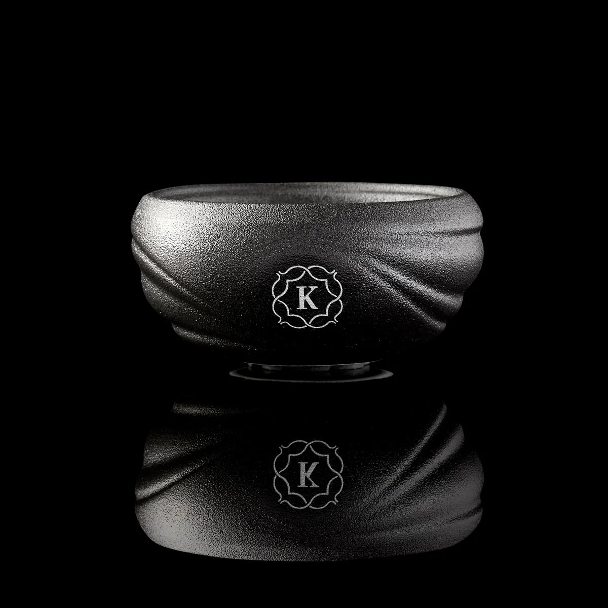 Kaloud Samsaris Kore all ceramic shisha bowl side profile with K emblem and silicone housing, image 11 of 11