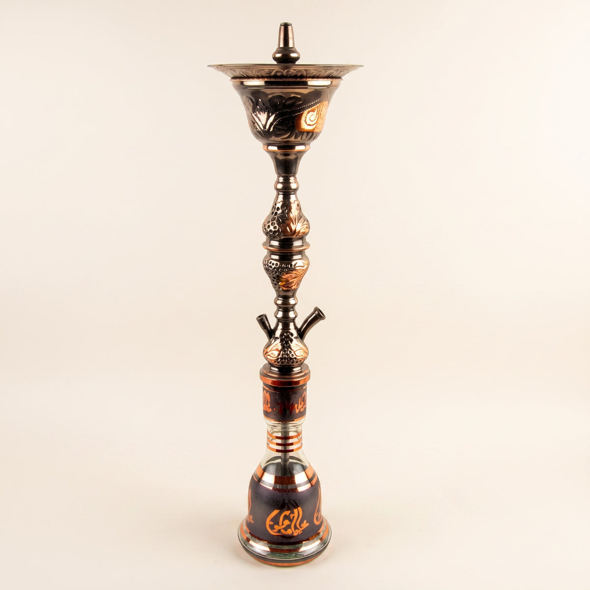 Khalil Mamoon 1566 Oxide Mismatch shisha pipe, 84cm Egyptian stem with dark oxide finish and ornate glass base, image 2 of 21