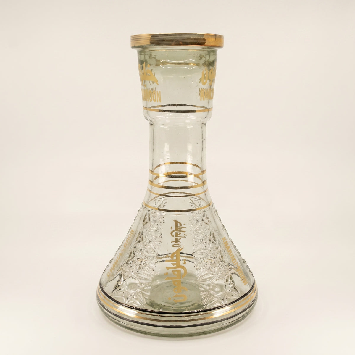 Khalil Mamoon 30 cm engraved glass shisha base with gold bands and Arabic calligraphy, The Premium Way, image 2 of 7