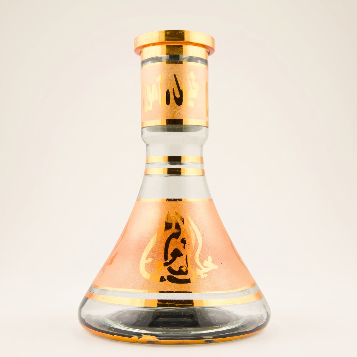 Khalil Mamoon Amber Gold 30cm shisha base, hand-painted Egyptian glass with gold calligraphy cartouches., image 2 of 8