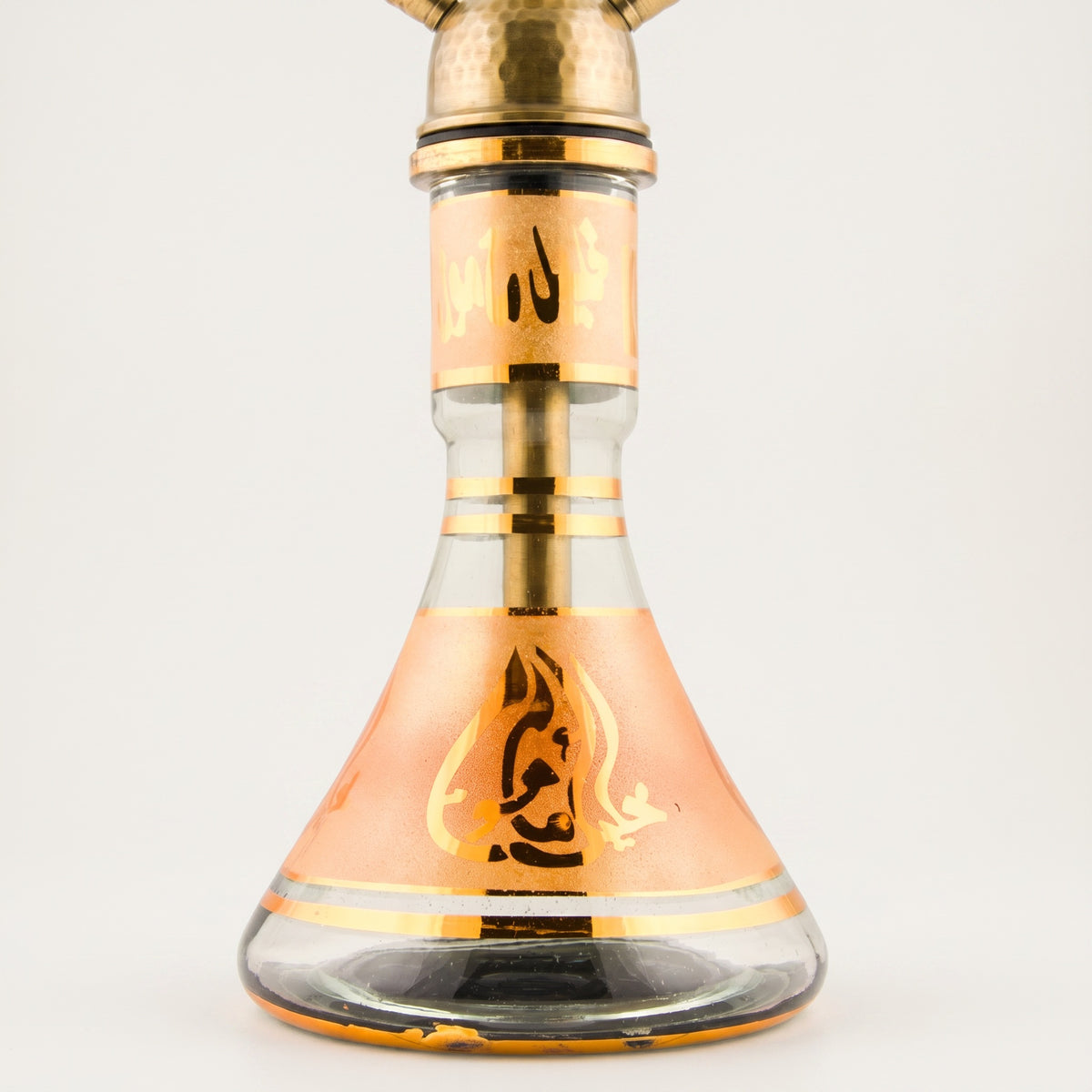 Khalil Mamoon Amber Gold 30cm base fitted to traditional brass hookah stem with large grommet seal., image 3 of 8