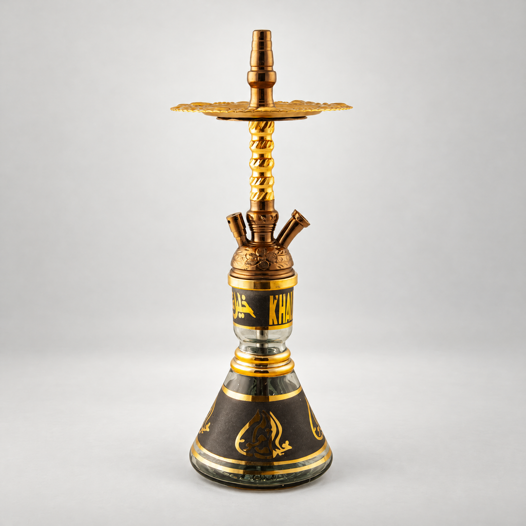 Khalil Mamoon Balha Safari Oxide Shisha Pipe, the whole pipe on a plain light studio background