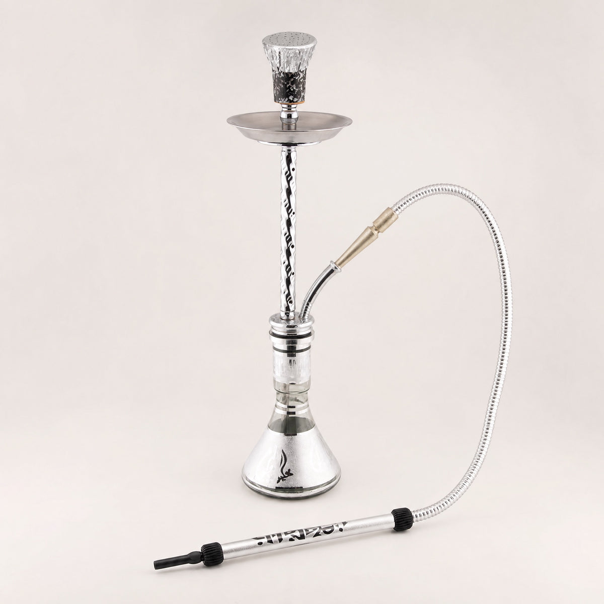 Khalil Mamoon Borg 4351 hookah pipe lit and ready in a contemporary Melbourne apartment at dusk, warm coal glow on bowl, image 3 of 20