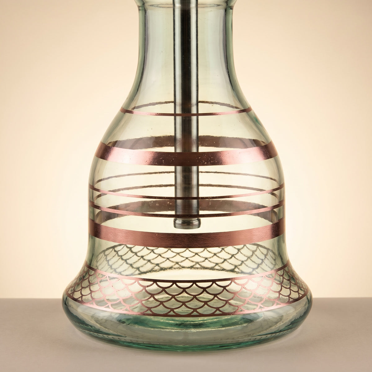 Khalil Mamoon Ice Lotus 1511 clear glass base macro with rose-gold banding and fish-scale foot pattern, image 4 of 24