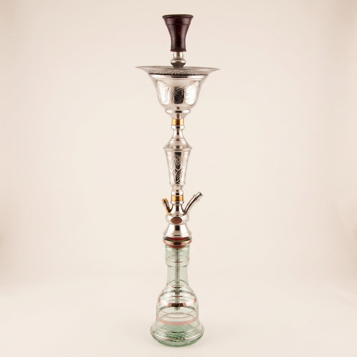 Khalil Mamoon Ice Lotus 1511 80cm polished silver Egyptian ice-chamber hookah with clear glass base, image 2 of 24