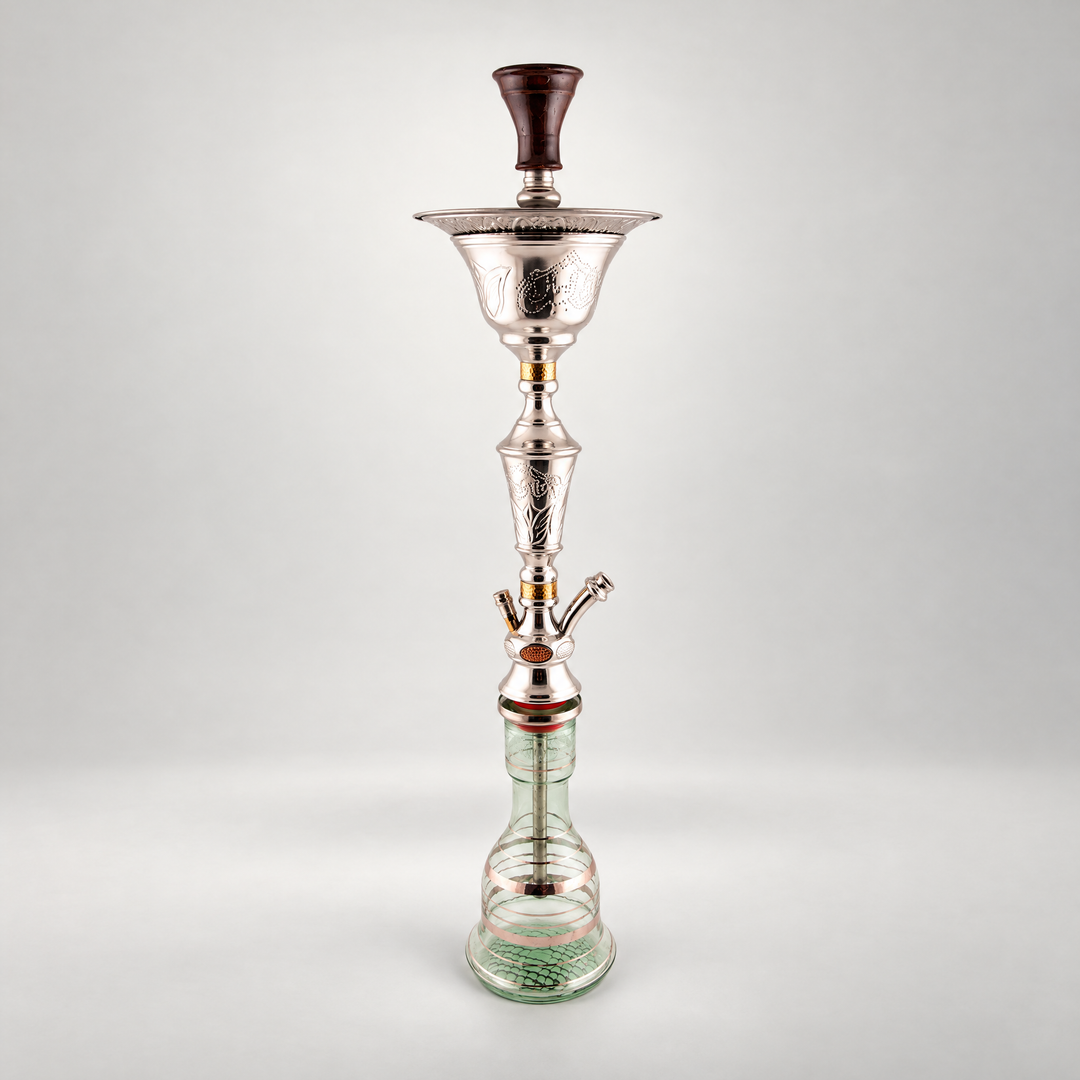 Khalil Mamoon Ice Lotus 1511 80cm Shisha, the whole pipe on a plain light studio background