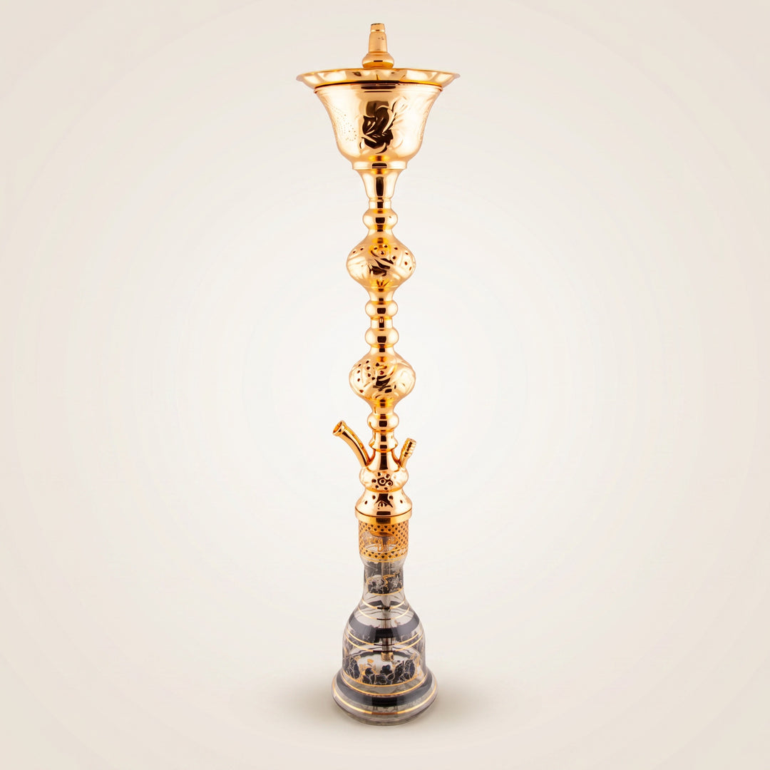 Khalil Mamoon Ice Sharqawi 2 100cm gold 2-level Egyptian shisha pipe, hand-forged Cairo, The Premium Way