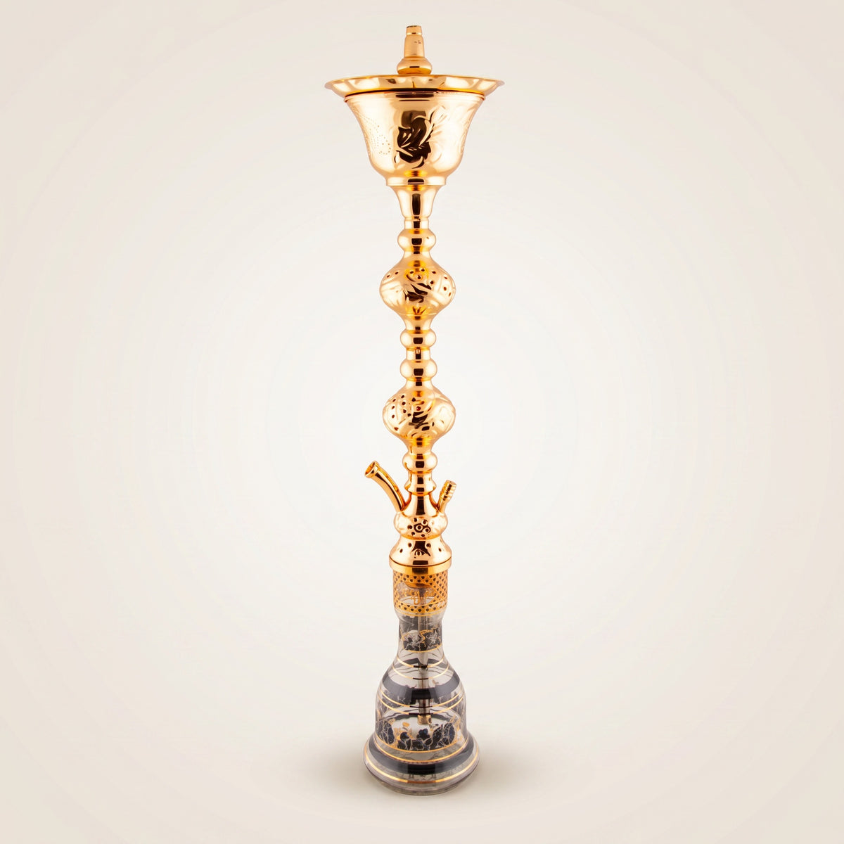 Khalil Mamoon Ice Sharqawi 2 100cm gold 2-level Egyptian shisha pipe, hand-forged Cairo, The Premium Way, image 2 of 23