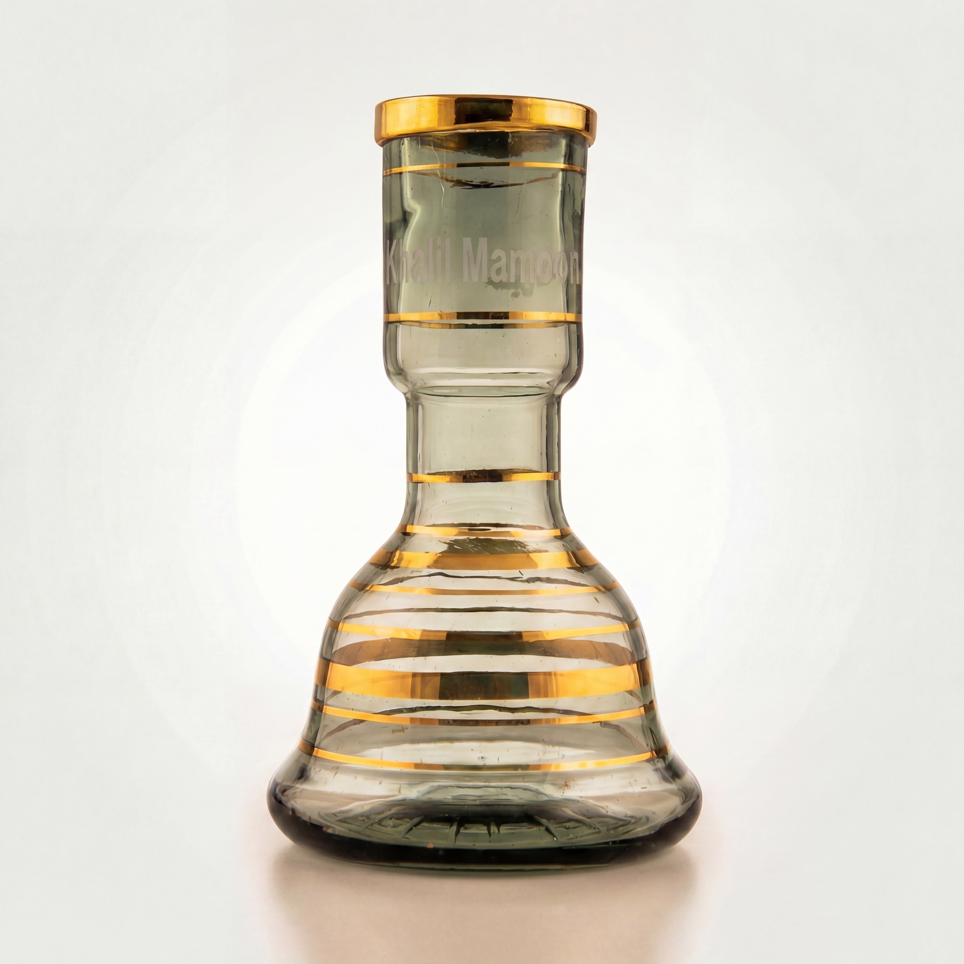 Khalil Mamoon Mini Beast 23cm gold stripe replacement base front view on warm white studio backdrop — The Premium Way